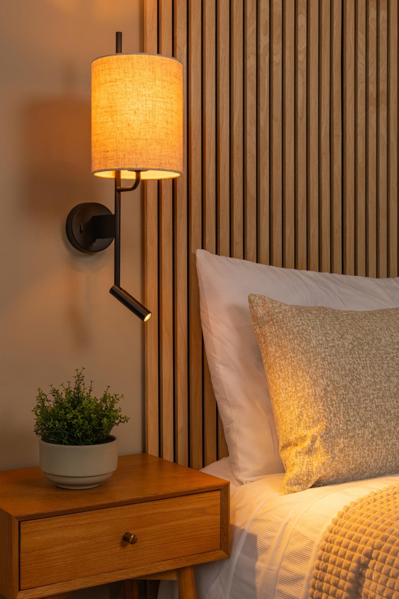 Lucide MAGIC - Nástenné svietidlo - 1xE27 - S USB nabíjacím bodom - Čierna